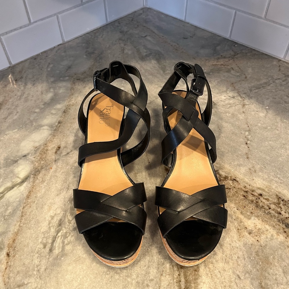 Franco Sarto Black Wedge Sandal